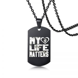 black lives matter black military brand stainless steel necklace