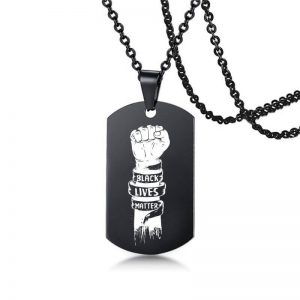 black lives matter black military brand stainless steel necklace