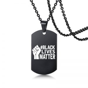 black lives matter black military brand stainless steel necklace