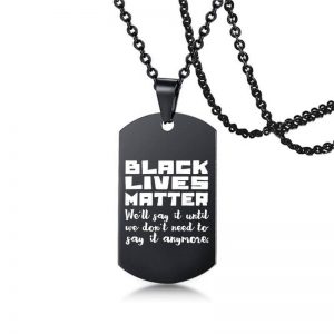 black lives matter black military brand stainless steel necklace