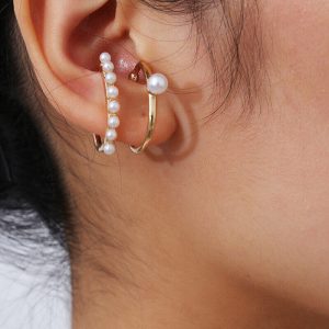 single earrings Single ear pearl earrings