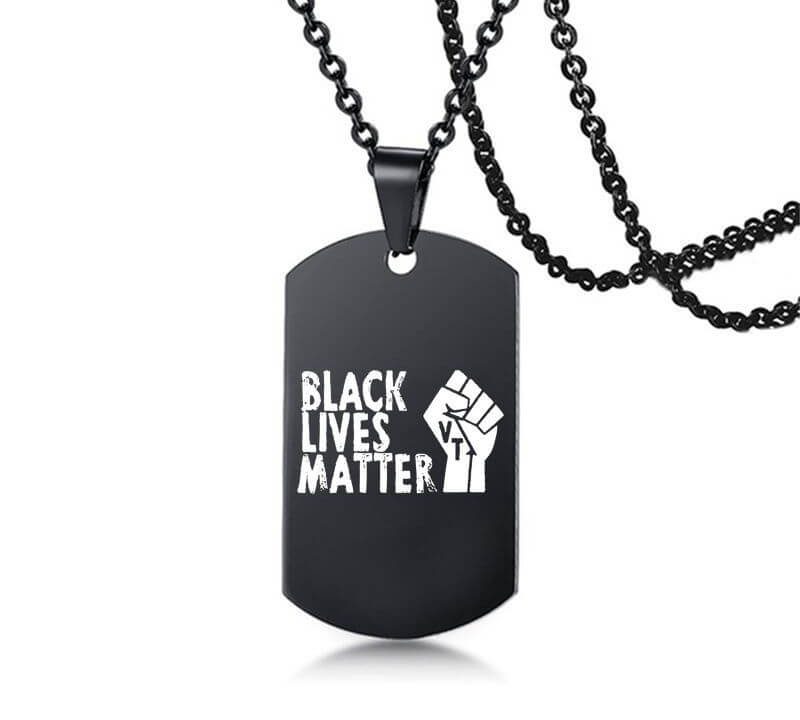 black lives matter black military brand stainless steel necklace