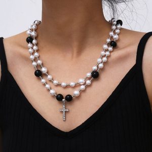 Diamond cross necklace