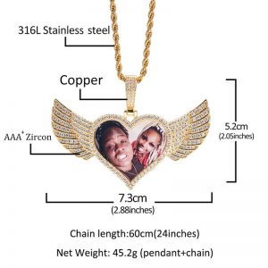 Love wings custom photo pendant necklace