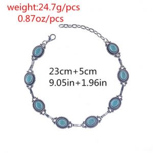 Metal alloy turquoise anklet