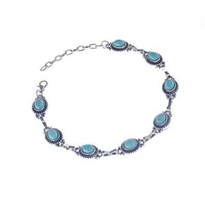 Metal alloy turquoise anklet