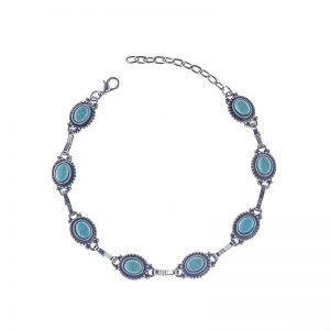 Metal alloy turquoise anklet