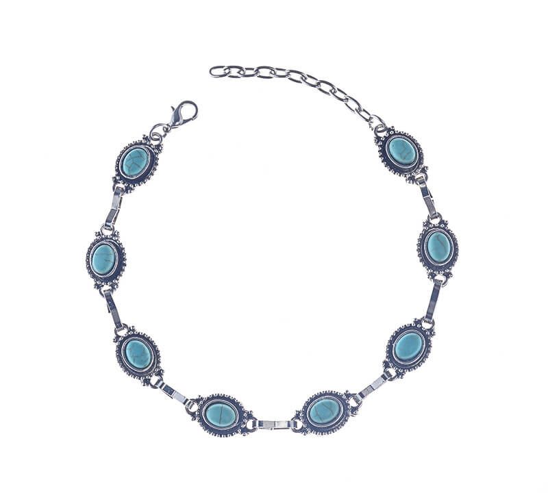 Metal alloy turquoise anklet