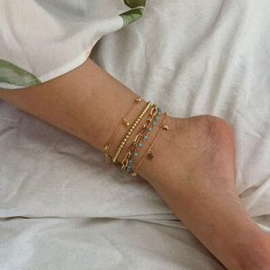 Star anklet Beach round bead tassel anklet