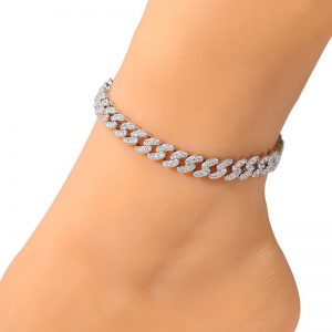 Zircon Cuban chain anklet women