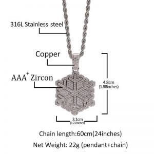 Zircon Snowflake Pendant Necklace