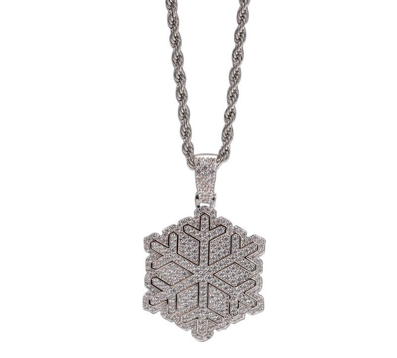 Zircon Snowflake Pendant Necklace