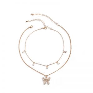 Diamond butterfly pendant necklace