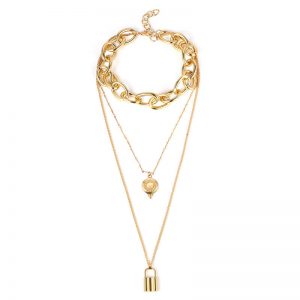 Gold padlock necklace