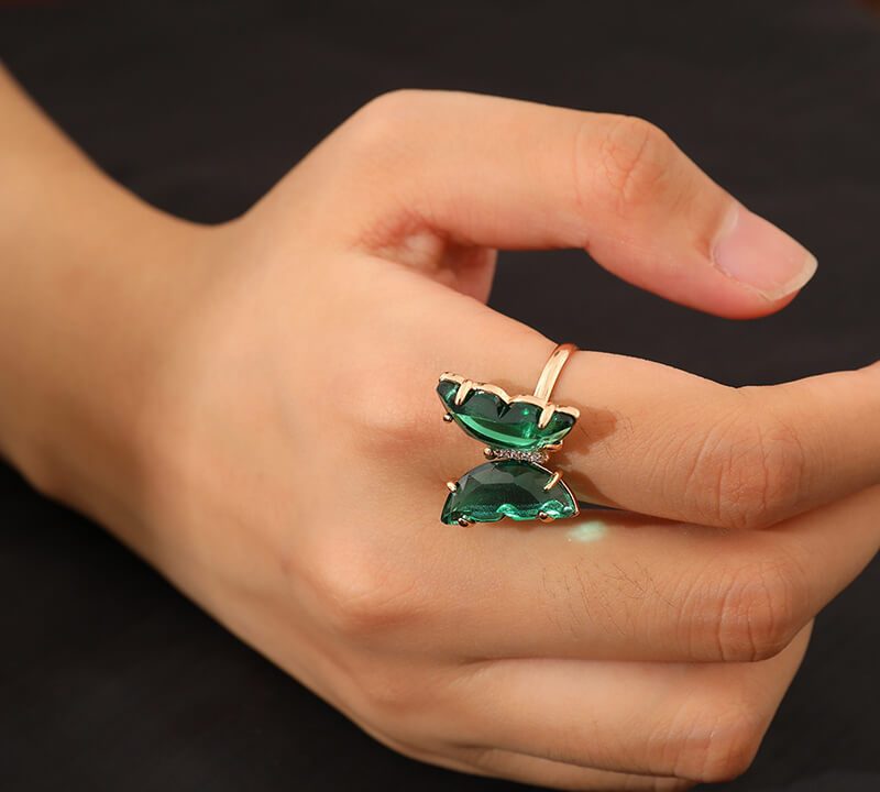 Green butterfly ring