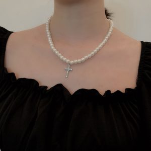 pearl cross necklace