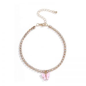 Pink butterfly anklet