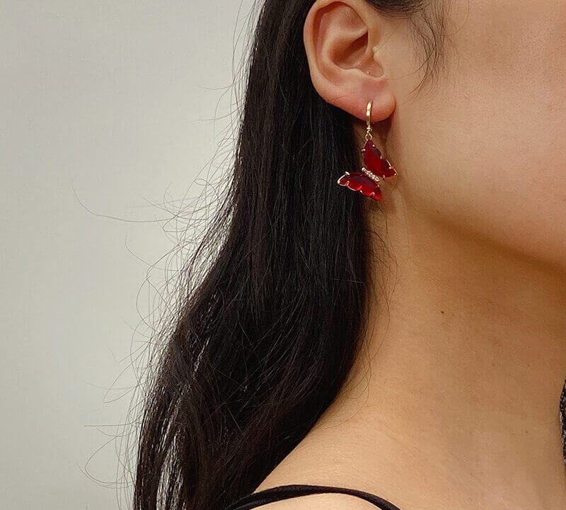 Red butterfly earrings