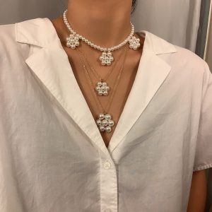 Three-layer pearl necklace