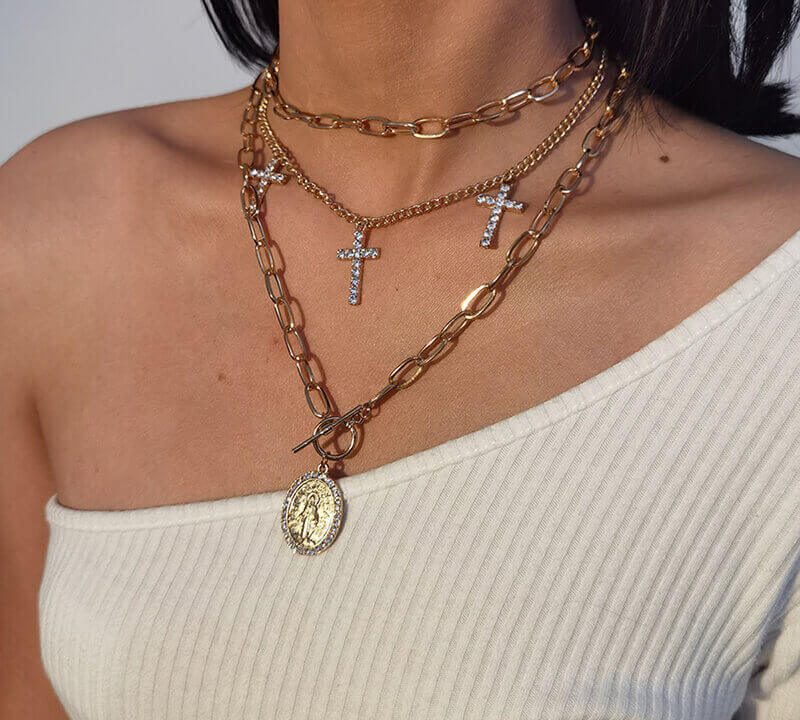 cross necklace set